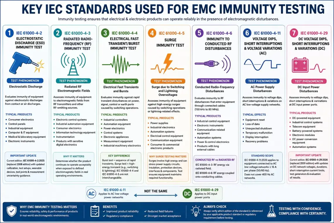 Key IEC Standards Used for EMC Immunity Testing